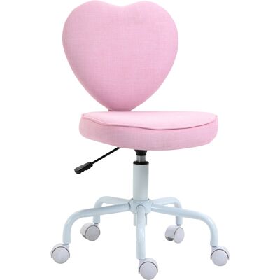 JHY DESIGN Silla De Oficina Con Forma De Corazón, Con 5 Ruedas Y Altura Regulable, En Tela Rosa, 42 X 50 X 79-89 Cm. JHY DESIGN Silla De Oficina Con Forma De Corazón, Con 5 Ruedas Y Altura Regulable, En Tela Rosa, 42 X 50 X 79-89 Cm.