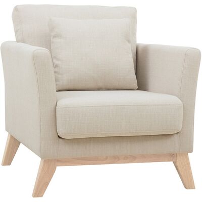 Sillón Nórdico OSLO de Miliboo - Tecido Beige y Madera Clara Sillón Nórdico OSLO de Miliboo - Tecido Beige y Madera Clara