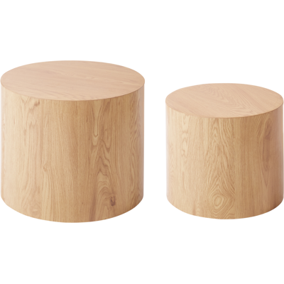 BELIANI Conjunto De 2 Mesas De Centro Redondas Diseño Tradicional Mdf Madera Marrón Claro Manti BELIANI Conjunto De 2 Mesas De Centro Redondas Diseño Tradicional Mdf Madera Marrón Claro Manti