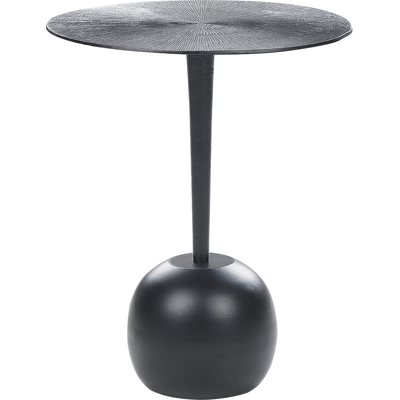 Mesa auxiliar negra Beliani EUCLA - Tapa redonda tallada Moderna Minimalista Mesa auxiliar negra Beliani EUCLA - Tapa redonda tallada Moderna Minimalista
