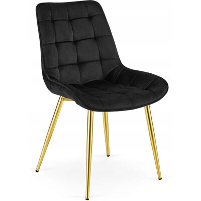 AKORD Silla Bera - Terciopelo Negro / Patas Doradas X 1 AKORD Silla Bera - Terciopelo Negro / Patas Doradas X 1