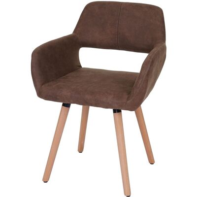 Décoshop26 - Silla De Comedor Con Escritorio Para Visitas De Diseño Retro En Tela Marrón Con Base De Madera Clara 040002152 Décoshop26 - Silla De Comedor Con Escritorio Para Visitas De Diseño Retro En Tela Marrón Con Base De Madera Clara 040002152