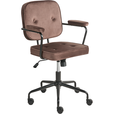 BELIANI Silla De Oficina De Terciopelo Patas Negras Giratorio Altura Ajustable Marrón Pawnee BELIANI Silla De Oficina De Terciopelo Patas Negras Giratorio Altura Ajustable Marrón Pawnee