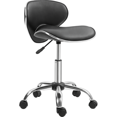JHY DESIGN Taburete De Trabajo Con Ruedas, Altura Regulable (44-56 Cm) Y Respaldo, Giro De 360°, Color Negro. JHY DESIGN Taburete De Trabajo Con Ruedas, Altura Regulable (44-56 Cm) Y Respaldo, Giro De 360°, Color Negro.