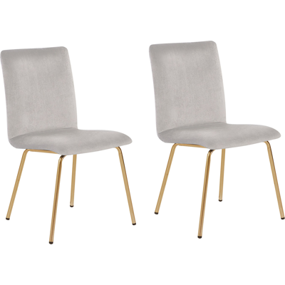 Conjunto de 2 Sillas de Comedor de Terciopelo Gris - Sillas de Comedor Conjunto de 2 Sillas de Comedor de Terciopelo Gris - Sillas de Comedor