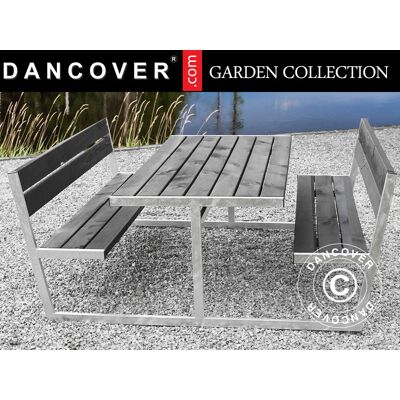 Mesa De Picnic Con Respaldo, 2,05x1,8x0,85m, Negra - Dancover Mesa De Picnic Con Respaldo, 2,05x1,8x0,85m, Negra - Dancover