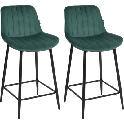 Beliani - Conjunto De 2 Sillas De Bar De Terciopelo Patas De Acero Negro Sin Reposabrazos Comedor Verde Dubrovnik Beliani - Conjunto De 2 Sillas De Bar De Terciopelo Patas De Acero Negro Sin Reposabrazos Comedor Verde Dubrovnik