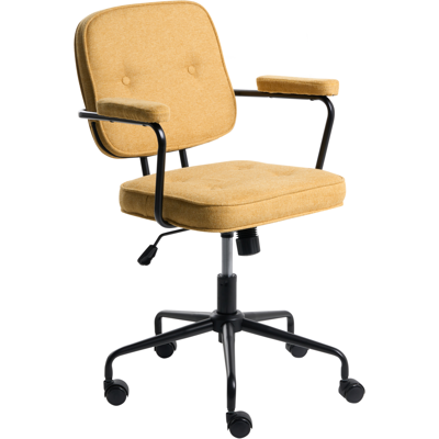 BELIANI Silla De Oficina De Tela Patas Negras Giratorio Altura Ajustable Amarillo Pawnee BELIANI Silla De Oficina De Tela Patas Negras Giratorio Altura Ajustable Amarillo Pawnee