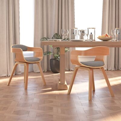 Maisonchic - Sillas de comedor de madera curvada y tela - 2 uds - Gris topo Maisonchic - Sillas de comedor de madera curvada y tela - 2 uds - Gris topo