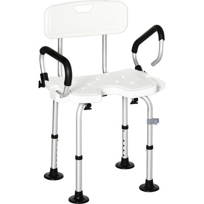 HOMCOM Silla Ducha Personas Mayores Silla Para Ducha Taburete De Ducha Antideslizante Con Altura Ajustable Y Apoyabrazos Regulable Carga 136 Kg HOMCOM Silla Ducha Personas Mayores Silla Para Ducha Taburete De Ducha Antideslizante Con Altura Ajustable Y Apoyabrazos Regulable Carga 136 Kg