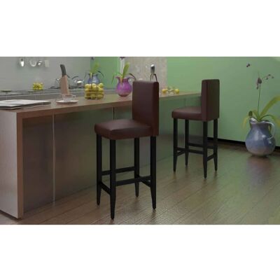 Vidaxl - Taburetes De Cocina 4 Unidades Cuero Sintético Marrón Oscuro Vidaxl - Taburetes De Cocina 4 Unidades Cuero Sintético Marrón Oscuro