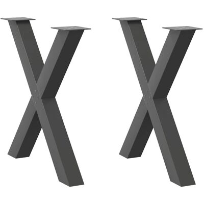 Patas de Mesa de Comedor en Acero Antracita con Forma de X - 2 Unidades Patas de Mesa de Comedor en Acero Antracita con Forma de X - 2 Unidades