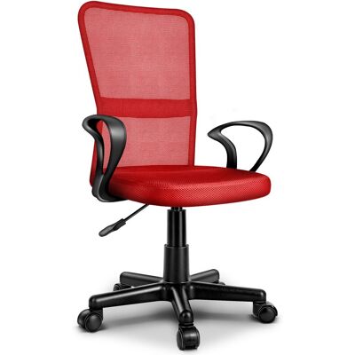 Tresko Silla De Oficina, Silla De Escritorio Roja, Silla Giratoria, Con Reposabrazos Y Ruedas De Plástico De Marcha Suave, Altura Ajustable Continuamente, Asiento Acolchado, Ajuste Ergonómico. Tresko Silla De Oficina, Silla De Escritorio Roja, Silla Giratoria, Con Reposabrazos Y Ruedas De Plástico De Marcha Suave, Altura Ajustable Continuamente, Asiento Acolchado, Ajuste Ergonómico.
