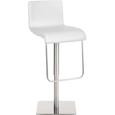 DÉCOSHOP26 Aburete De Bar Ajustable En Altura Tapizado De Piel Sintética Blanca Giratorio 360° Estructura De Metal Estilo Moderno Con Respaldo Y Reposapiés 10000643 DÉCOSHOP26 Aburete De Bar Ajustable En Altura Tapizado De Piel Sintética Blanca Giratorio 360° Estructura De Metal Estilo Moderno Con Respaldo Y Reposapiés 10000643