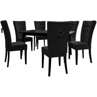MIRJAN24 Conjunto De Mesas Y Sillas Para Comedor Racine 144, Negro, 76x80x140cm, Diámetro: 0, Número De Asientos: 6, Estilo: Clásicomoderno MIRJAN24 Conjunto De Mesas Y Sillas Para Comedor Racine 144, Negro, 76x80x140cm, Diámetro: 0, Número De Asientos: 6, Estilo: Clásicomoderno