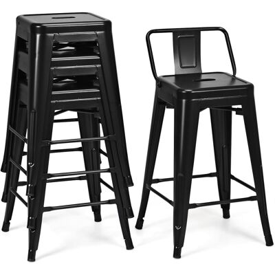Costway Juego De 4 Taburetes De Bar, Respaldo Desmontable, 4 Sillas De Comeder De Metal Acero Aplilables, Taburete Alto De Cocina Con Reposapiés, Hasta 150kg, 43 X 43 X 79 Cm Costway Juego De 4 Taburetes De Bar, Respaldo Desmontable, 4 Sillas De Comeder De Metal Acero Aplilables, Taburete Alto De Cocina Con Reposapiés, Hasta 150kg, 43 X 43 X 79 Cm