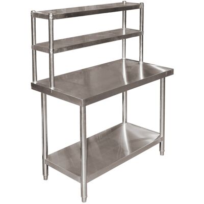 Wiltec - Mesa Trabajo Acero Inoxidable 120x60x145cm Estantería 2 Niveles Patas Regulables Hostelería Gastro Wiltec - Mesa Trabajo Acero Inoxidable 120x60x145cm Estantería 2 Niveles Patas Regulables Hostelería Gastro