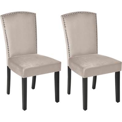BELIANI Conjunto De 2 Sillas De Comedor De Terciopelo Gris Respaldo Alto Adornos Plateados Piseco BELIANI Conjunto De 2 Sillas De Comedor De Terciopelo Gris Respaldo Alto Adornos Plateados Piseco