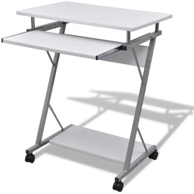 HELLOSHOP26 Escritorio compacto blanco - Mesa de ordenador con bandeja para teclado HELLOSHOP26 Escritorio compacto blanco - Mesa de ordenador con bandeja para teclado
