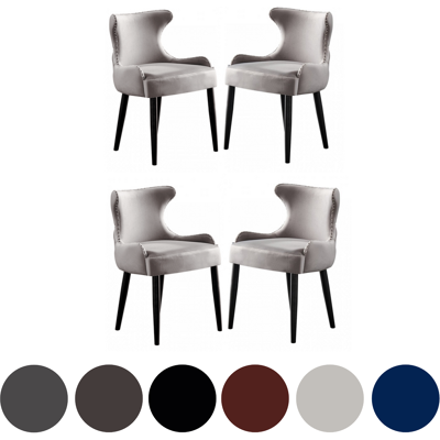 Life Interiors - Juego De 4 Sillas De Comedor De Terciopelo Oxford Lux - Silla Tapizada Para Comedor, Cocina - Gris Claro Life Interiors - Juego De 4 Sillas De Comedor De Terciopelo Oxford Lux - Silla Tapizada Para Comedor, Cocina - Gris Claro