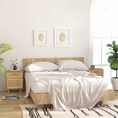 Vidaxl - Mesitas De Noche 2 Uds Madera Maciza Pino Marrón Ratán Natural Vidaxl - Mesitas De Noche 2 Uds Madera Maciza Pino Marrón Ratán Natural