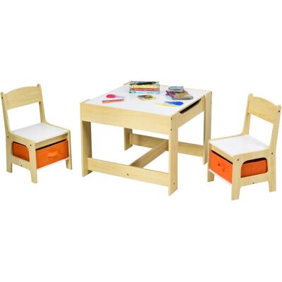 Costway - Juego De Mesa Y 2 Sillas Para Niño Mueble Infantil Escritorio De Madera Silla Con Espacio De Almacenamiento Para Juguete Dormitorio (naranja) Costway - Juego De Mesa Y 2 Sillas Para Niño Mueble Infantil Escritorio De Madera Silla Con Espacio De Almacenamiento Para Juguete Dormitorio (naranja)