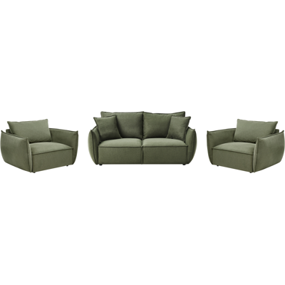 BELIANI Conjunto De Sala De Estar De Tela Asiento Bajo Profundo Ancho Respaldo Acolchado Acogedor Moderno Verde Kunes BELIANI Conjunto De Sala De Estar De Tela Asiento Bajo Profundo Ancho Respaldo Acolchado Acogedor Moderno Verde Kunes