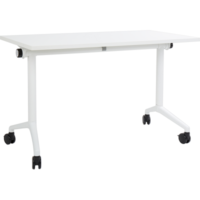 Beliani - Escritorio Rectangular Moderno Plegable Con Ruedas Mesa Móvil Portátil Estructura Metálica 120 X 60 Cm Blanco Cavi Beliani - Escritorio Rectangular Moderno Plegable Con Ruedas Mesa Móvil Portátil Estructura Metálica 120 X 60 Cm Blanco Cavi