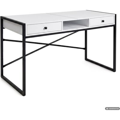 AKORD Escritorio De Ordenador De Estilo Industrial Negro Elonis 123 Cm 2 Cajones 1 Estante Patas Negras AKORD Escritorio De Ordenador De Estilo Industrial Negro Elonis 123 Cm 2 Cajones 1 Estante Patas Negras