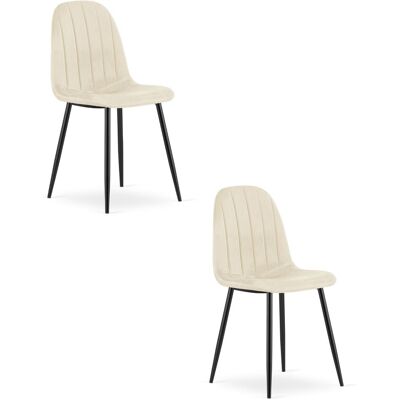 AKORD Silla Padva - Terciopelo Beige Claro / Patas Negras X 2 AKORD Silla Padva - Terciopelo Beige Claro / Patas Negras X 2