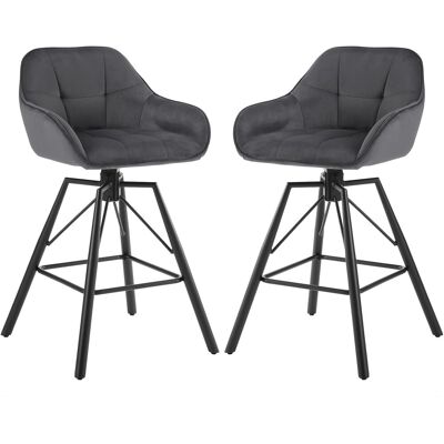 Woltu - 2x Taburetes De Bar De Terciopelo Y Cuero Patas De Metal Con Reposabrazos Y Respaldo Taburetes De Cocina Giratorios Para Desayuno Silla Nueva Gris Oscuro Woltu - 2x Taburetes De Bar De Terciopelo Y Cuero Patas De Metal Con Reposabrazos Y Respaldo Taburetes De Cocina Giratorios Para Desayuno Silla Nueva Gris Oscuro