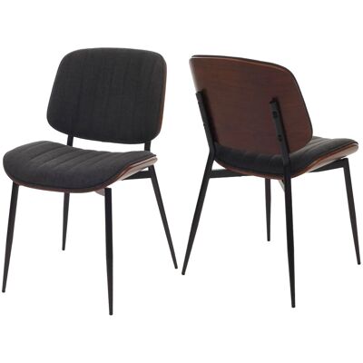 DÉCOSHOP26 Et De 2 Sillas De Comedor De Diseño En Madera Curvada Con Efecto Nogal Y Tela Gris Oscuro 04000946 DÉCOSHOP26 Et De 2 Sillas De Comedor De Diseño En Madera Curvada Con Efecto Nogal Y Tela Gris Oscuro 04000946