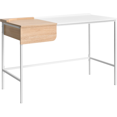 BELIANI Escritorio Con Cajón Minimalista Oficina En Casa Tablero Aglomerado Patas De Hierro 120 X 60 Cm Blanco Ocate BELIANI Escritorio Con Cajón Minimalista Oficina En Casa Tablero Aglomerado Patas De Hierro 120 X 60 Cm Blanco Ocate