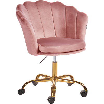 BELIANI Silla De Oficina De Terciopelo Rosa Dorado Negro Giratorio Base Monticello Ii BELIANI Silla De Oficina De Terciopelo Rosa Dorado Negro Giratorio Base Monticello Ii