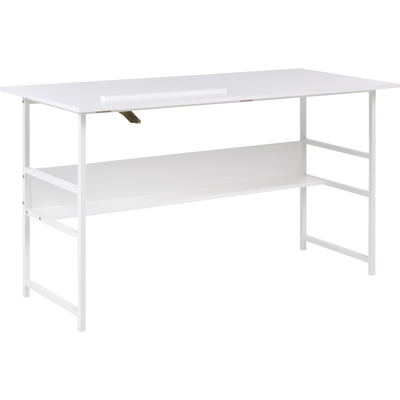 BELIANI Escritorio Para Oficina Con Tablero Ajustable Y Estante Inferior De Aglomerado 140 X 50 Cm Blanco Oran BELIANI Escritorio Para Oficina Con Tablero Ajustable Y Estante Inferior De Aglomerado 140 X 50 Cm Blanco Oran