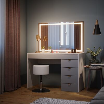 Mesita de Maquillaje Vicco Elise - Espejo LED, Taburete Ajustable, 115cm Mesita de Maquillaje Vicco Elise - Espejo LED, Taburete Ajustable, 115cm