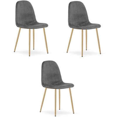 AKORD Silla Padva - Terciopelo Gris Oscuro / Patas De Roble X 3 AKORD Silla Padva - Terciopelo Gris Oscuro / Patas De Roble X 3