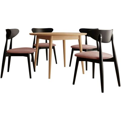 MIRJAN24 Conjunto De Mesas Y Sillas Para Comedor Racine 134, Magic Velvet 2258 + Negro, 76x0x0cm, Diámetro: 120, Número De Asientos: 4, Estilo: Contemporary MIRJAN24 Conjunto De Mesas Y Sillas Para Comedor Racine 134, Magic Velvet 2258 + Negro, 76x0x0cm, Diámetro: 120, Número De Asientos: 4, Estilo: Contemporary