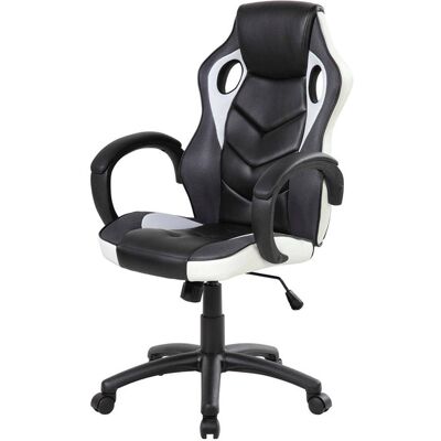 Silla Gaming Darlanc, Sillón Gamer Adulto, Silla De Escritorio, 66x61h104/114 Cm, Negro Y Blanco - Dmora Silla Gaming Darlanc, Sillón Gamer Adulto, Silla De Escritorio, 66x61h104/114 Cm, Negro Y Blanco - Dmora