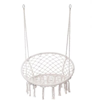 Rebecca Mobili - Kadyos - Blanco Crema - Polialgodón Acero - Silla Colgante Rebecca Mobili - Kadyos - Blanco Crema - Polialgodón Acero - Silla Colgante