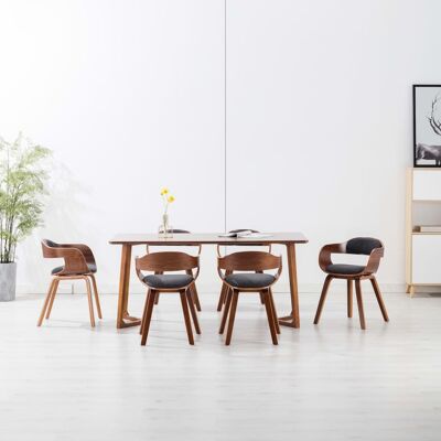 Vidaxl - Sillas De Comedor 6 Unidades Tela Y Madera Curvada Gris Oscuro Vidaxl - Sillas De Comedor 6 Unidades Tela Y Madera Curvada Gris Oscuro