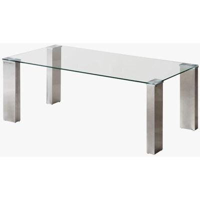 Homely - Mesa De Centro Karina Cristal Templado Y Pies De Acero Homely - Mesa De Centro Karina Cristal Templado Y Pies De Acero