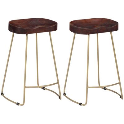 HELLOSHOP26 Juego De Dos Taburetes De Bar De Diseño Asiento De Silla Madera Maciza De Mango 1202101 HELLOSHOP26 Juego De Dos Taburetes De Bar De Diseño Asiento De Silla Madera Maciza De Mango 1202101