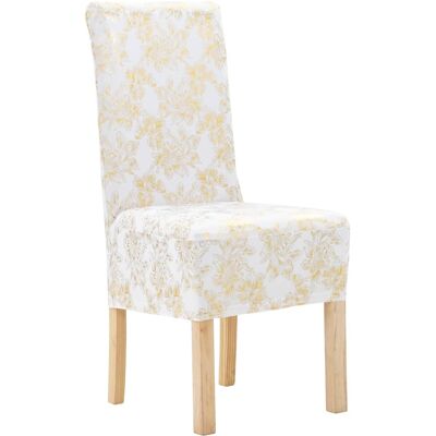 vidaXL 6 piezas Fundas de Silla Stretch blancas con impresión dorada - Fundas de Silla vidaXL 6 piezas Fundas de Silla Stretch blancas con impresión dorada - Fundas de Silla