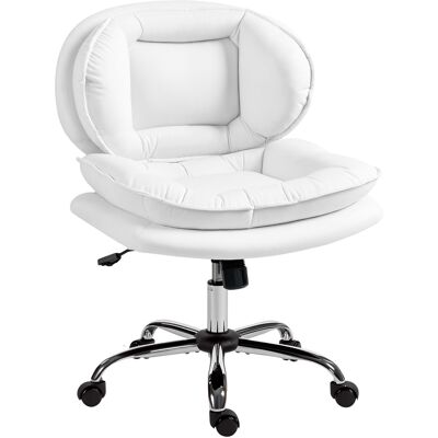 JHY DESIGN Silla De Oficina Con Base En Cruz, Asiento Ancho, Ruedas, Altura Regulable, Doble Acolchado, Función De Inclinación, Color Blanco. JHY DESIGN Silla De Oficina Con Base En Cruz, Asiento Ancho, Ruedas, Altura Regulable, Doble Acolchado, Función De Inclinación, Color Blanco.