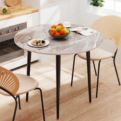 Unho - Mesa De Comedor De Mármol Redonda Mesa De Cocina Moderna De Piedra Sinterizada 80cm, Gris Unho - Mesa De Comedor De Mármol Redonda Mesa De Cocina Moderna De Piedra Sinterizada 80cm, Gris