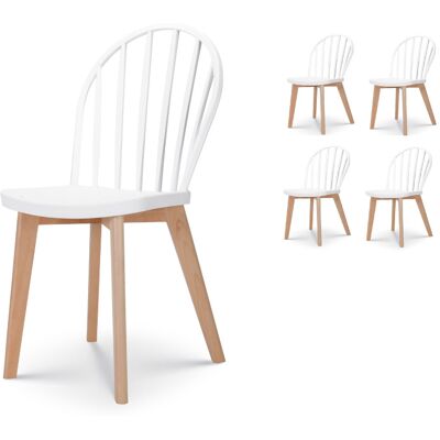 KOSMI Conjunto de 4 Sillas Comedor Blancas - Muebles Minimalistas KOSMI Conjunto de 4 Sillas Comedor Blancas - Muebles Minimalistas