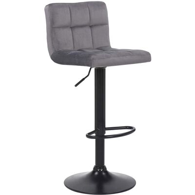 Décoshop26 - Taburete De Bar De Terciopelo Gris Con Patas De Metal Negro Asiento Acolchado Reposapiés Giratorio Tdb10176 Décoshop26 - Taburete De Bar De Terciopelo Gris Con Patas De Metal Negro Asiento Acolchado Reposapiés Giratorio Tdb10176