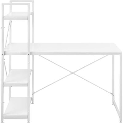 HELLOSHOP26 Escritorio Con Estantes Puesto De Trabajo Mesa De Oficina Tablero De Fibra Revestido De Melamina Y Metal 122 X 120 X 64 Cm Blanco 030001139 HELLOSHOP26 Escritorio Con Estantes Puesto De Trabajo Mesa De Oficina Tablero De Fibra Revestido De Melamina Y Metal 122 X 120 X 64 Cm Blanco 030001139