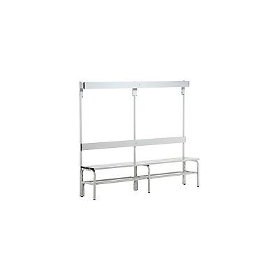 Banco de vestuario Sypro con listones de aluminio - 1650x375mm, 1500mm, 6 ganchos Banco de vestuario Sypro con listones de aluminio - 1650x375mm, 1500mm, 6 ganchos